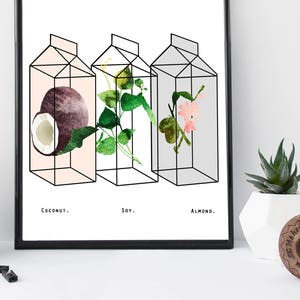 Kitchen wall art, quirky art print, prints, wall art, botanical posters, modern kitchen,  home wall decor, cute decor, apartment decor, art