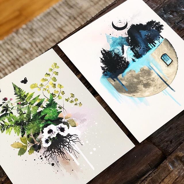 Moon Wall Art Quirky Art Prints Watercolor Print Art Etsy