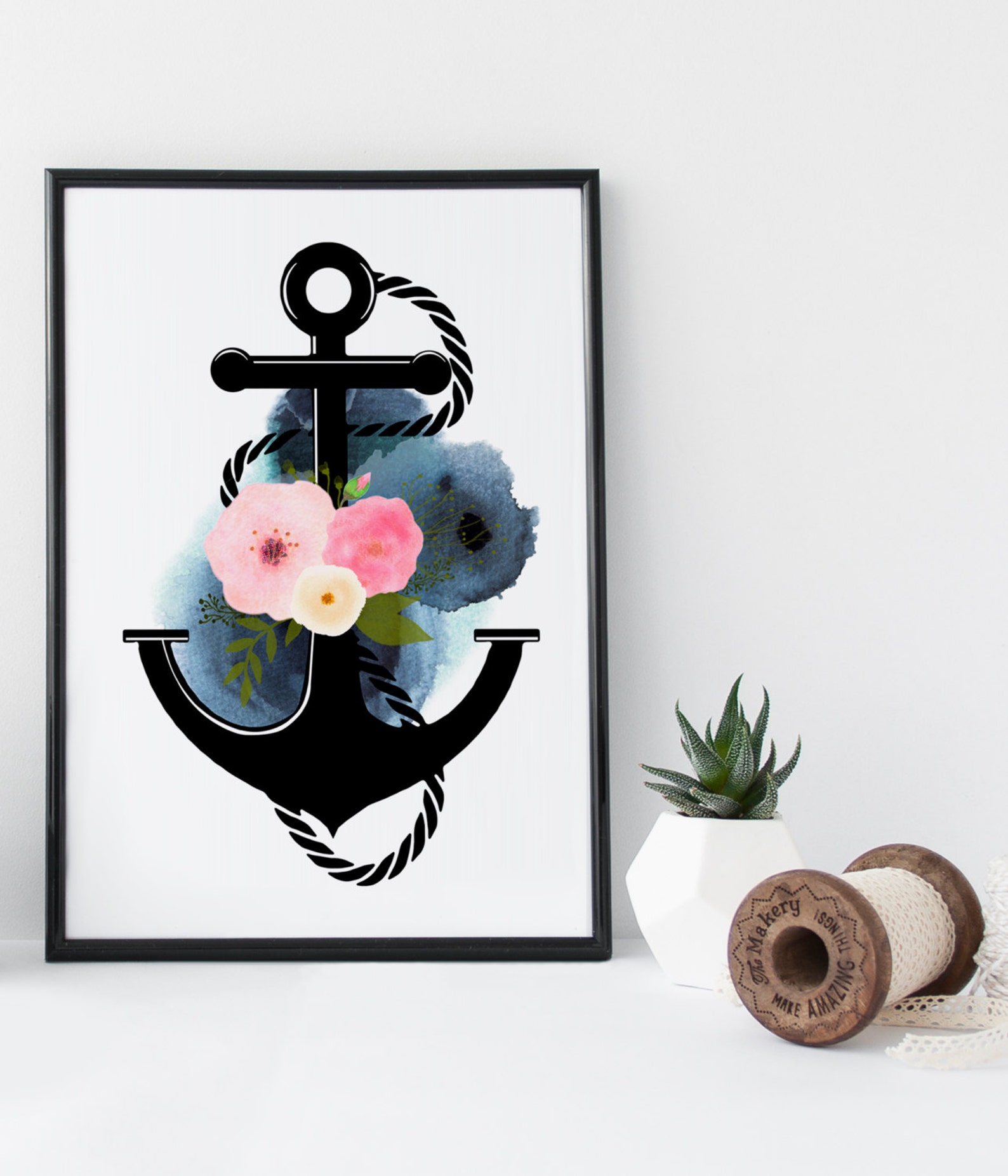 Anchor Wall Art Watercolor Art Print Nautical Art Print Etsy