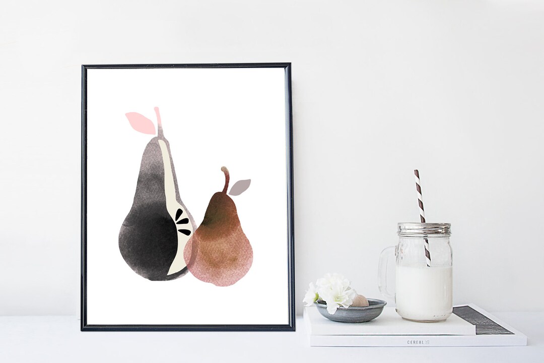 Pear Wall Art Kitchen Art Watercolor Art Print Fruit Etsy