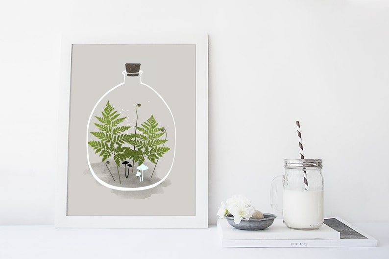 Fern Leaf art print, botanical wall art, nature, nature poster, minimal & simple wall art, home decor, modern, nursery decor, green, leaves image 1