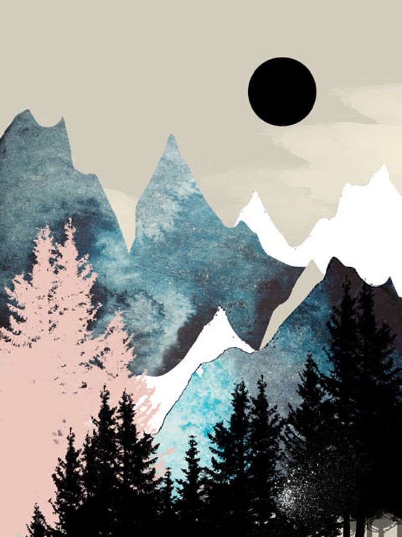 Mountain wall art art prints nature prints forest print Etsy