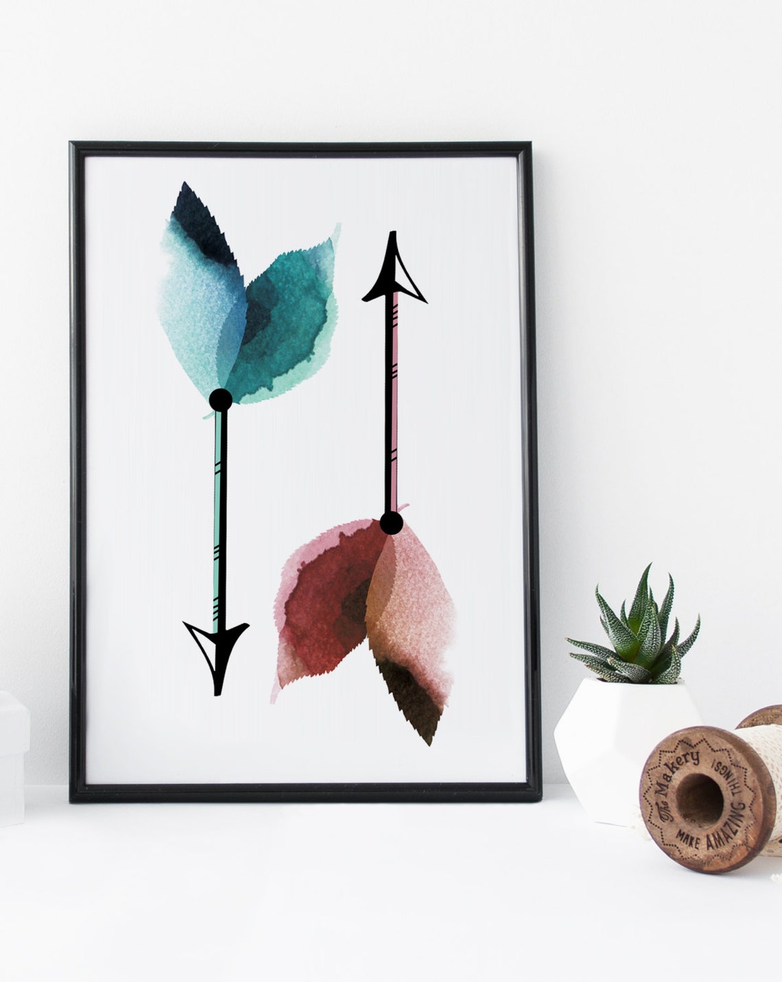 Arrow Print Arrow Wall Art Watercolor Arrow Poster Tribal Etsy