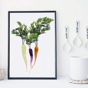 Carrot wall art, kitchen art print, wall art, prints, poster, fruit vegetable watercolor, kitchen decor, home wall decor, simple decor