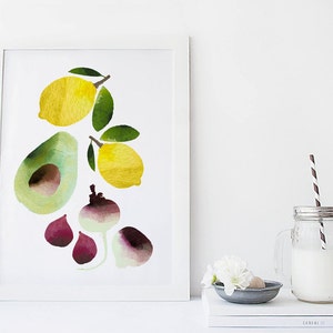 Fruit and vegetable wall art, kitchen art prints , food art, poster, watercolor art print, home wall decor, food poster, modern kitchen art image 4