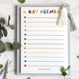 Gay Agenda To Do List Notepad, Add on magnet, Planner, Planning Notepad