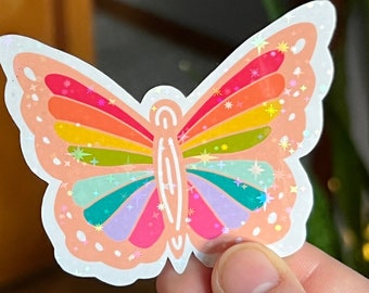 Rainbow Butterfly 60s Holographic Sticker