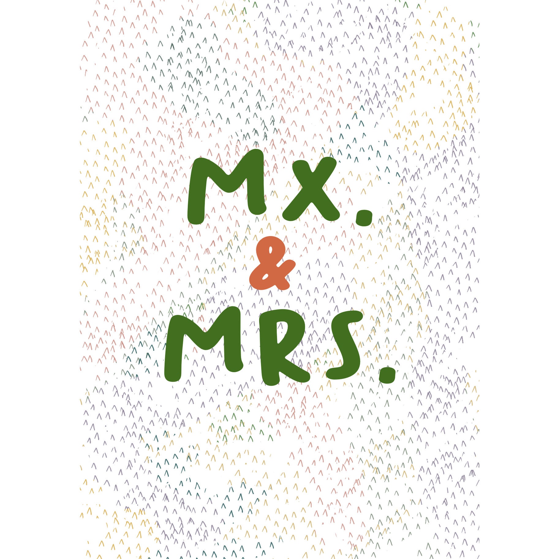 Mx. and Mrs. Nonbinary Card Non Binary Wedding Card LGBTQ Etsy