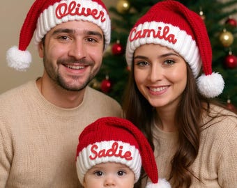 Personalized Santa Hat, Baby Santa Hat, Custom Handmade Hat, Christmas Holiday Hat, Custom Santa Hats, Christmas Party Hat Gifts Winter Hat