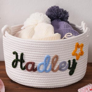 Personalized Baby Basket, Baby Shower Gift Basket, Cotton Rope Basket, Custom Boy Girls Baby Basket Newborn Gift Toy Organizer Nursery Gift