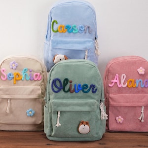 Sac à dos personnalisé pour tout-petit, sac à dos personnalisé en velours côtelé pour tout-petit, nom d'âge préscolaire mignon sac d'école pour bébé garçon