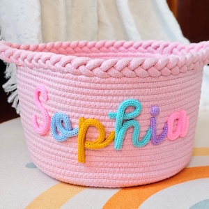 Personalized Pet Basket, Dog Toy Basket, Rope Cotton Basket , Pet Name Gift, Cat Basket Gift, Dog Basket Gift, Toy Organizer, Nursery Gift