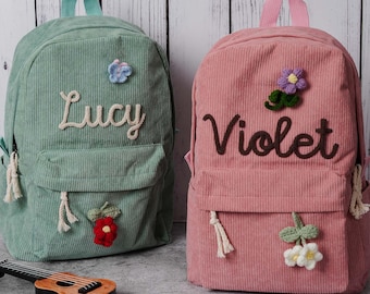 Personalized Kids Backpack, Custom Toddler Corduroy Backpacks Birthday Gift, Monogram Name Children&#39;s Baby&#39;s Cute School Bag for Girls Boys