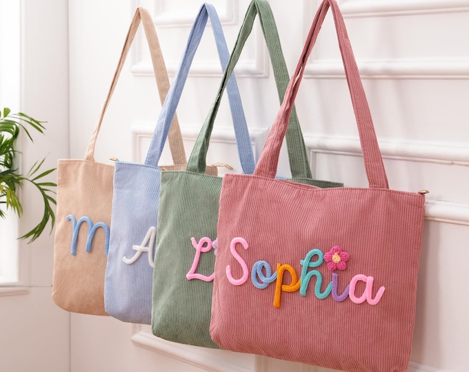 Personalized Name Handbag, Custom Toddler Kids Tote Bag, Name Baby Shower Gifts, Traveling Purse