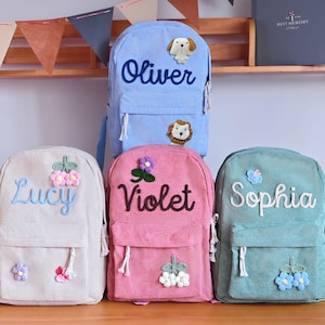 Sac à dos personnalisé pour enfant, cadeau d'anniversaire pour tout-petit en velours côtelé, sac d'école mignon pour bébé avec nom monogramme pour filles et garçons