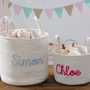 Babyparty-Geschenk-Korb, personalisierter Baby-Korb, Baby-Namenskorb, Geschenk-Baumwollseil, Spielzeug-Aufbewahrungskorb, Neugeborenen-Monogramm-Baby-Namensgeschenk