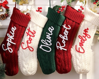 Personalized Christmas Stockings, 2026 Knitted Stocking with Name, Monogram Family Tree Xmas Gifts Set