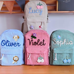 Sac à dos personnalisé pour tout-petit, sacs à dos en velours côtelé personnalisés, cadeau d'anniversaire, sac à dos d'école pour enfants nom monogramme, cadeau pour enfants d'âge préscolaire