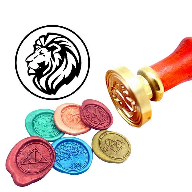 Lion Head Wax Seal Stamp Lion Head Sealing Wax Stamp Kit Lion Head Wax Stamp Custom Initial Date Wedding Invitation Wax Seal Kit Lion Stamp image 1