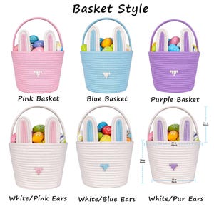Personalized Easter Basket, Bunny Baskets Baby Name Basket, Boy Girls Egg Hunt Bucket Gifts image 3
