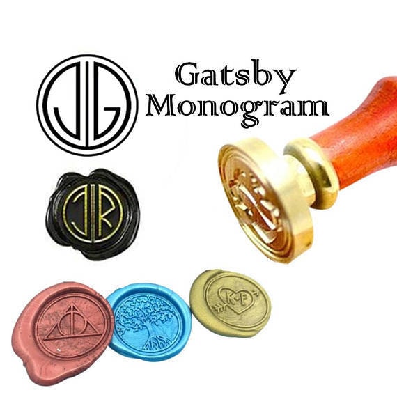 Great Gatsby Monogram Initial Wax Seal stamp/personalized wedding