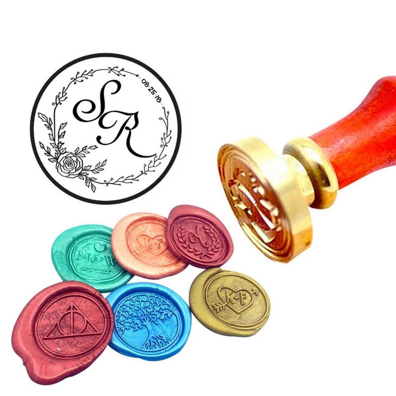 Elvish Languages Wax Seal Stamp Elvish Monogram Wax Stamp Custom Initial Date Wedding Invitation Wax Seal Kit Elvish Sealing Wax Stamp Kit