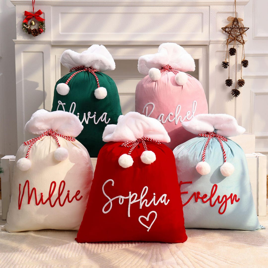 Personalized Christmas Santa Sack, Kids Present Gift, Santa Stocking — free download