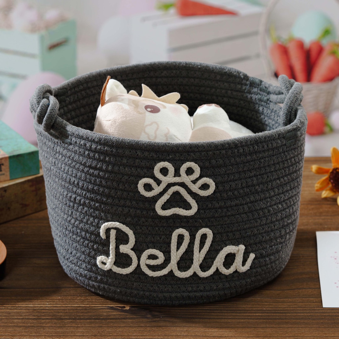 Dog Toy Basket, Dog Toy Box Personalized Toy Pet Basket, Bin Small Pet
