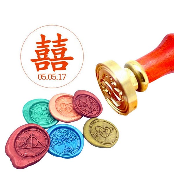 Chinese Character Wax Seal Stamp Double Happiness Sealing Wax Stamp Kit Double Happiness Wax Stamp Custom Wedding Invitation Wax Seal Kit