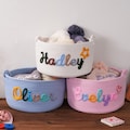 Personalized Easter Basket, Bunny Baskets Baby Name Basket, Cotton Rope Basket, Custom Boy Girls Easter Baskets Egg Hunt Easter Bucket Gifts