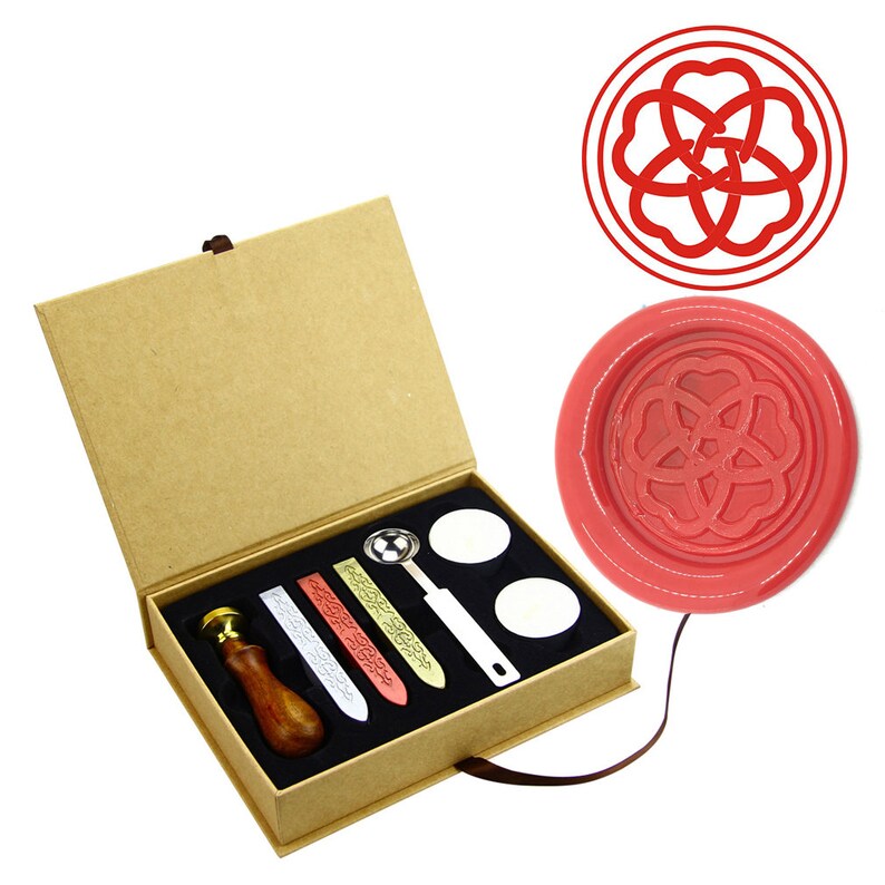Heart Wax Seal Stamp Heart Sealing Wax Stamp Kit Heart Wax Stamp Custom Initial Date Wedding Invitation Wax Seal Kit Personalized Wax Stamp