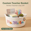 Personalized Teacher Appreciation Gift Basket, Handmade Cotton Rope Organizer, Custom Name Storage Classroom Gift