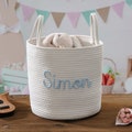 Baby Name Basket, Personalized Baby Gift Cotton Rope Basket, Baby Shower Gift Basket, Toy Storage Basket, Newborns Monogram Baby Name Gift product logo