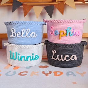 Personalized Baby Basket, Baby Name Gift, Baby Shower Gift Basket, Rope Cotton Baby Gift Basket, Baby Gift Basket, Toy Basket, Newborn Gift