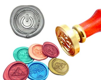 Power ON Wax Seal Stamp Power Sealing Wax Stamp Kit Power Wax Stamp Custom Initial Date Wedding Invitation Wax Seal Kit Personalized Stamp