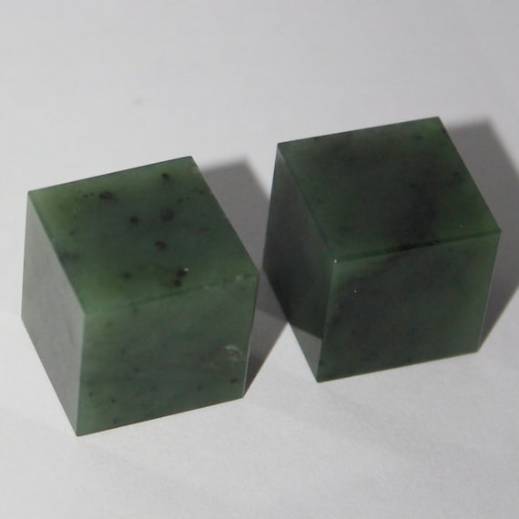 nephrite cubes Green jade cube pair for whiskey 