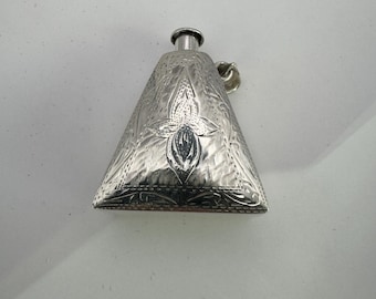 Vintage Sterling Silver Perfume Bottle with Pendant ring