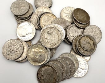 5.00 Roll of 90% Silver Roosevelt Dimes mixed dates some uncirculated