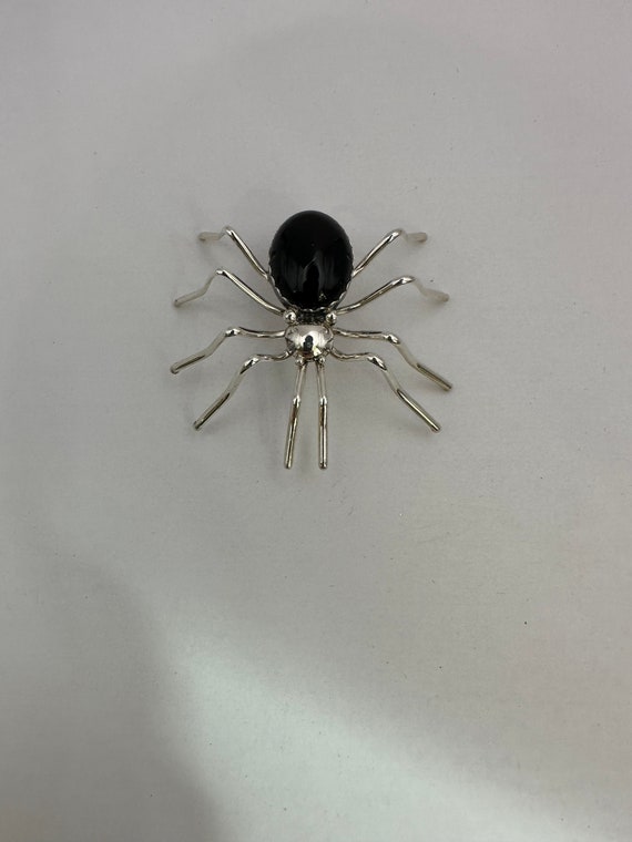 Vintage Sterling Silver Black Widow Spider - image 2