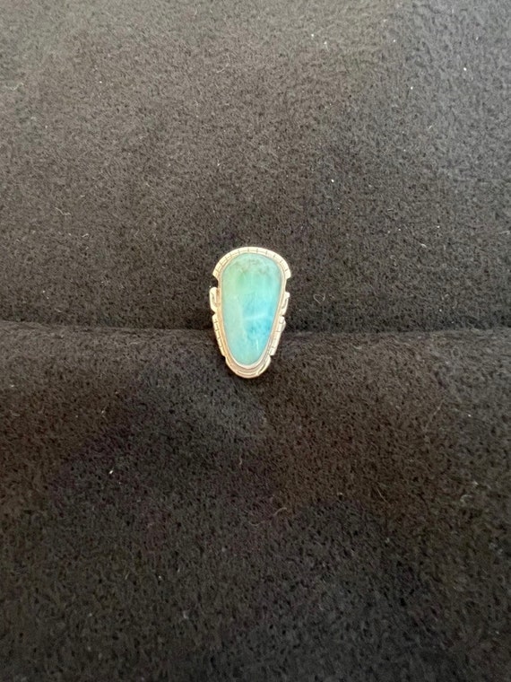 Navajo Larimar and Sterling Ring by Peggy Skeets.