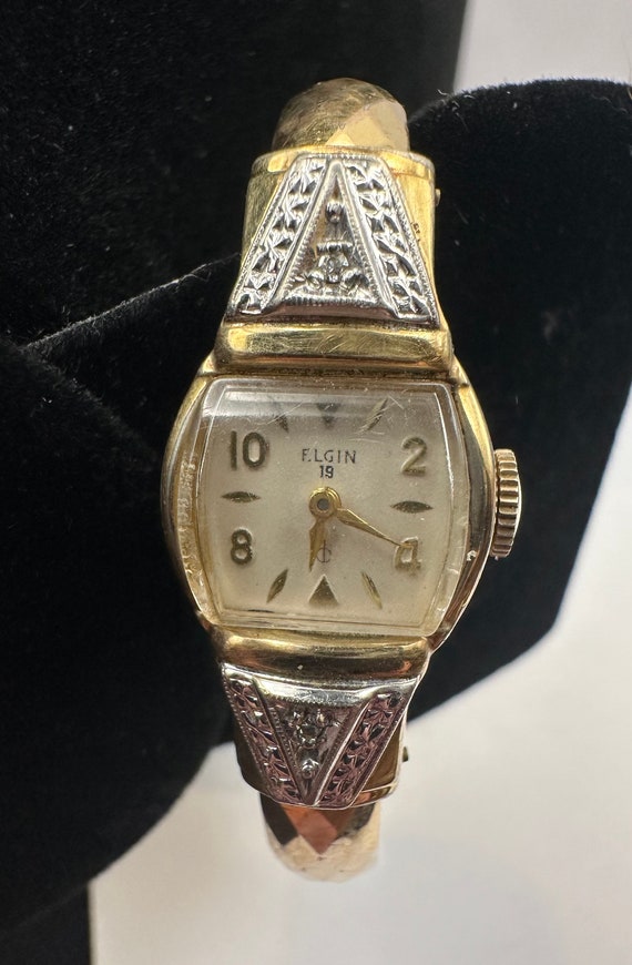 Vintage Elgin 10k RGP Diamond Watch