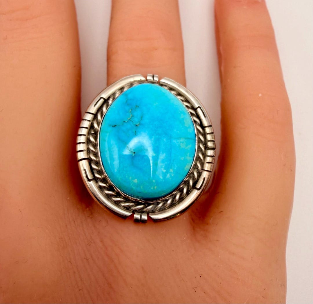 Daive Ring Dave Skeets Navajo Kingman Turquoise Ring - Etsy