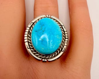 Dave Skeets Navajo Kingman Turquoise Ring