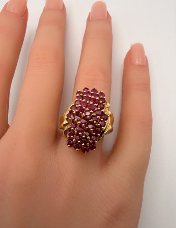 14k Gold (37) Ruby Statement Ring - image 4