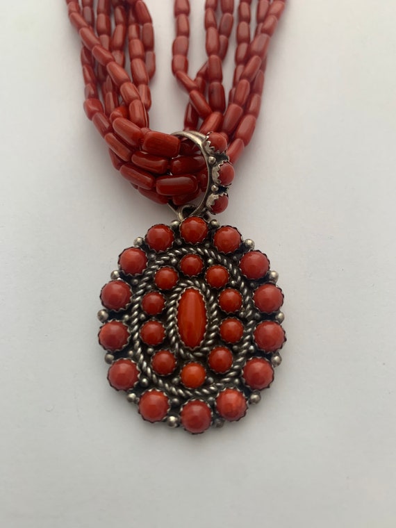 Vintage Native American Oxblood Coral and sterling