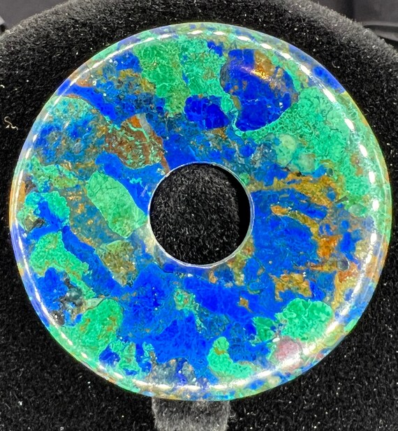 Stunning Ocean Blue Jadeite Donut / Medallion - image 3