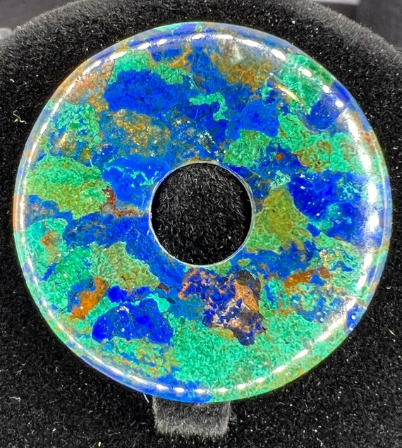 Stunning Ocean Blue Jadeite Donut / Medallion - image 2