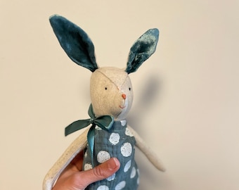 Mother and daughter doll, handmade doll, soft toy, gift for children, fabric bunny, doudou, natural linen rabbit family,