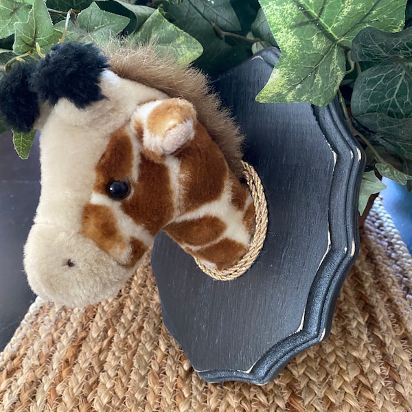 Mounted Stuffed Animal Giraffe Head - Repurposed Items for Kids Rooms and Nurseries