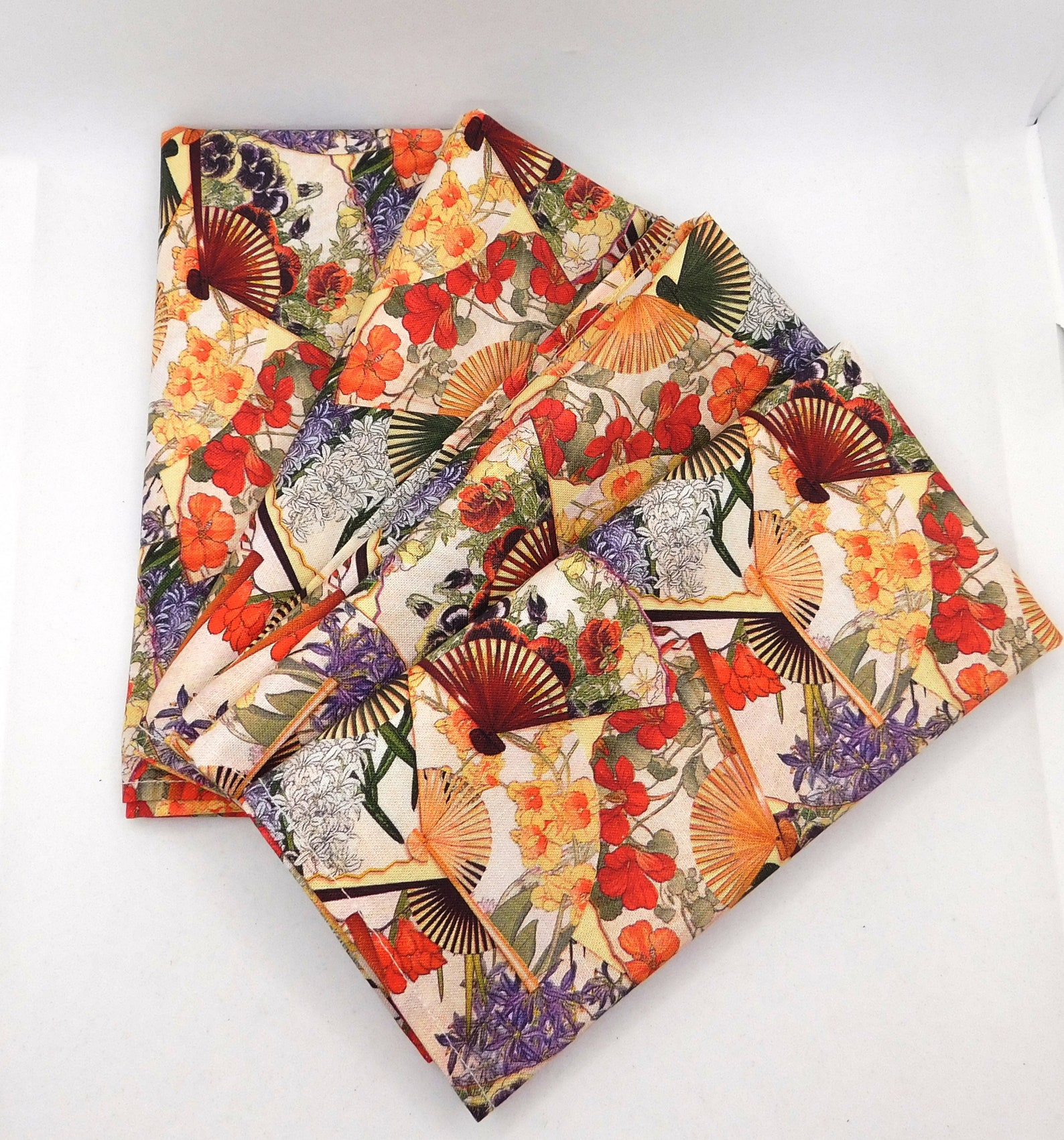 Cloth Napkins Set of 4 14X14 cotton. Japanese Fans with a Etsy